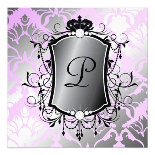 311 Ooh La La Lilac Damask Fabulous 40 Custom Invite