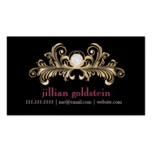311 Opulent Gold Pink B W Chevron Pearl Paper Business Card Template (back side)
