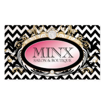 311 Opulent Gold Pink B W Chevron Pearl Paper Business Card Template