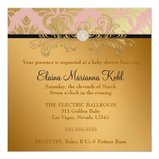 311 Opulent Pink Baby Shower Premium Shiny Paper Invitation