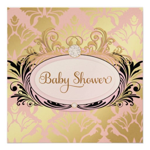 311 Opulent Pink Baby Shower Premium Shiny Paper Invitation