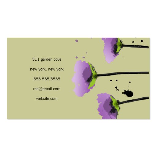 311-Passionate Poppy Lavender | Sage Business Card (back side)