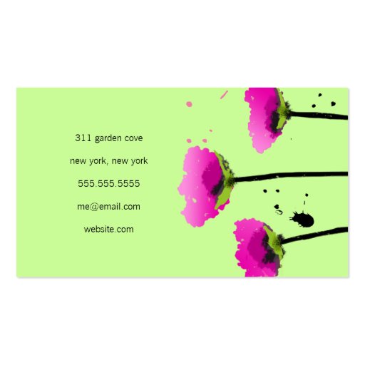 311 PASSIONATE POPPY LIME GREEN BUSINESS CARD (back side)