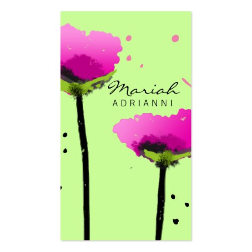 311 PASSIONATE POPPY LIME GREEN BUSINESS CARD (front side)