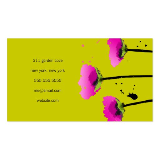 311-PASSIONATE POPPY | PEA GREEN BUSINESS CARD (back side)
