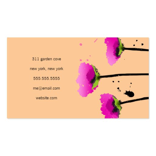 311 PASSIONATE POPPY PEACH BUSINESS CARD TEMPLATES (back side)