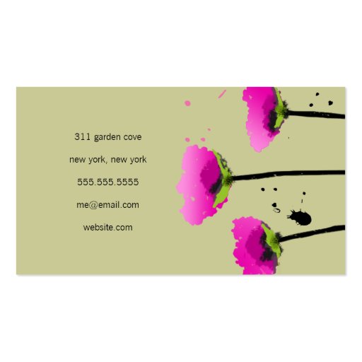 311 PASSIONATE POPPY SAGE GREEN BUSINESS CARD TEMPLATES (back side)