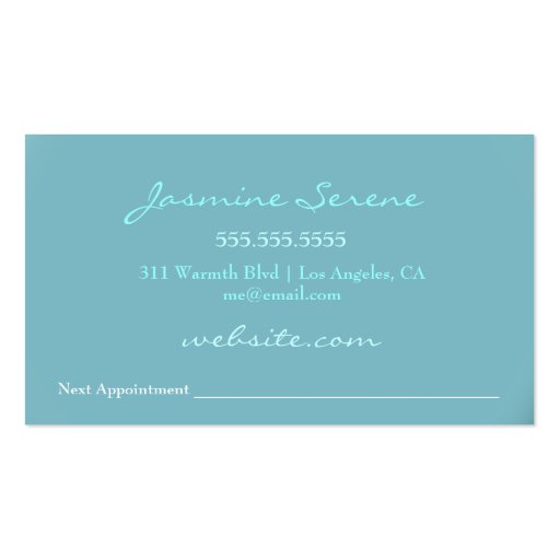 311 Peaceful Spa Delight with Appointment Business Card (back side)