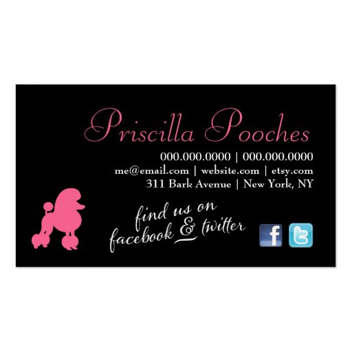 311 Peaches the Poodle Pet Grooming Business Card Template (back side)