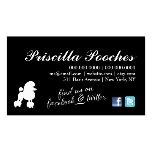 311 Pearl the Poodle Pet Grooming Business Card Templates (back side)