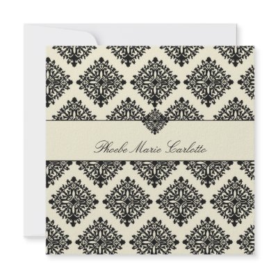 311-Phoebe Cream & Black Damask Invitation by Jill311
