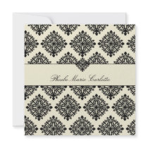 311-Phoebe Cream & Black Damask Invitation