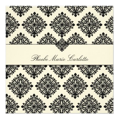 311-Phoebe Cream & Black Damask Invitation