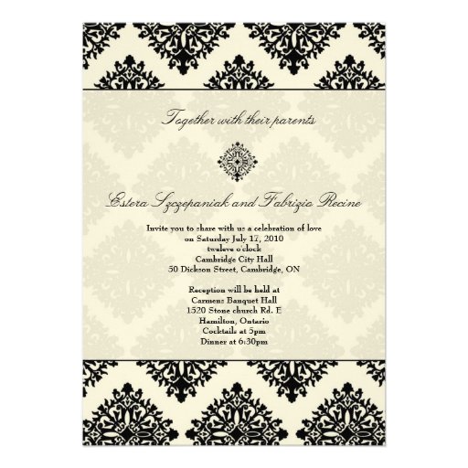 311-Phoebe Cream & Black Damask Invitation