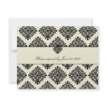 311-Phoebe Cream & Black Damask RSVP Invite