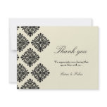 311-Phoebe Cream & Black Damask Thank you Personalized Invitation