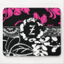311-PINK BLACK FLORAL MONOGRAM MOUSEPAD