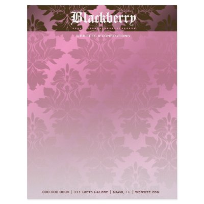 311-Pink Blackberry "Pure"  Chocolate Damask Letterhead by Jill311