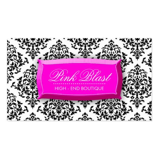 311 Pink Blast Damask Flashy Pink Business Cards (front side)