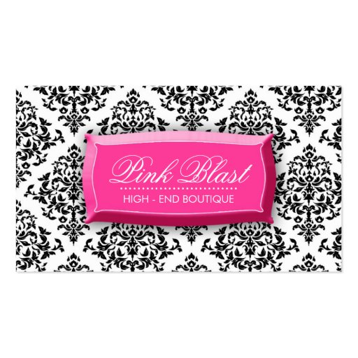311 Pink Blast Damask Hott Pink Business Card (front side)
