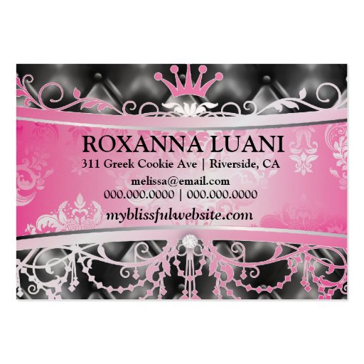 311 Pink Bliss Black Tuft Metallic Business Card Template (back side)