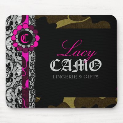 311-PINK CAMO MONOGRAM MOUSE PAD by Jill311