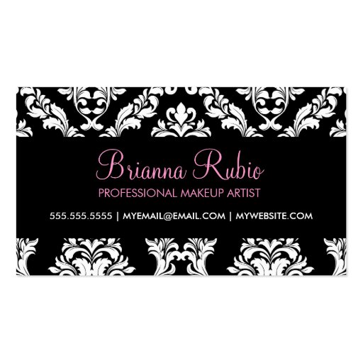 311 Pink Cloud Nine Damask Business Card Template (back side)