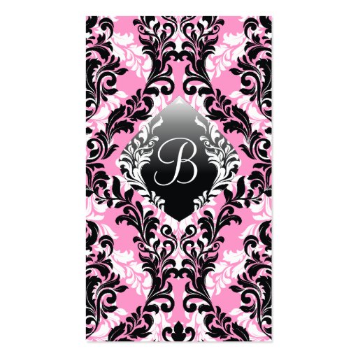 311 Pink Cloud Nine Damask Business Card Template (front side)