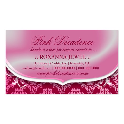 311-Pink Decadence | Pink Rouge Business Card Templates (back side)