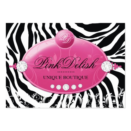 311 Pink Delish Deep Pink Zebra 3.5 x 2.5 Business Cards (front side)