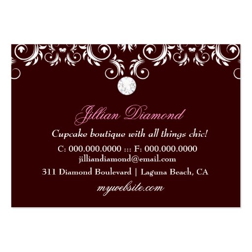 311 Pink Delish Monogram | Chocolate 3.5 x 2.5 Business Card Templates (back side)