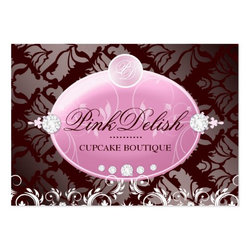 311 Pink Delish Monogram Chocolate 3.5 x 2.5 Business Cards (front side)