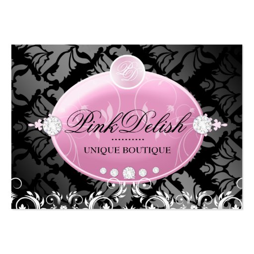 311-Pink Delish Monogram | Noir 3.5 x 2.5 Business Card Templates