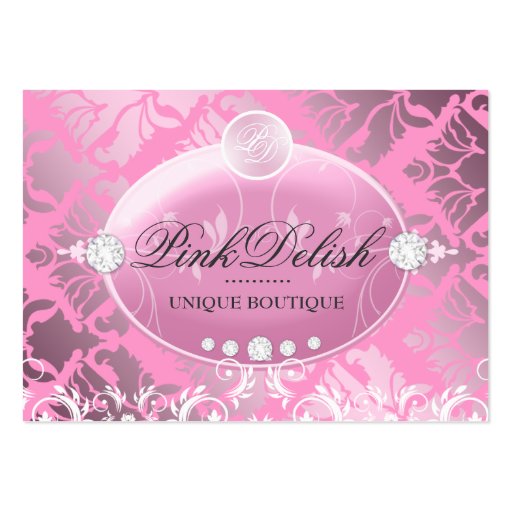 311 Pink Delish Monogram Pink 3.5 x 2.5 Business Card Template (front side)
