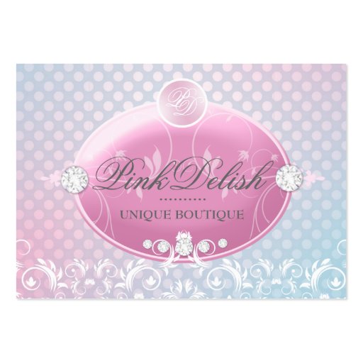 311 Pink Delish Monogram Polka Dots 3.5 x 2.5 Business Cards