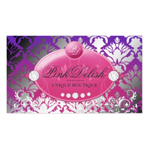 311-Pink Delish Monogram | Purple Radiance Business Card Templates (front side)