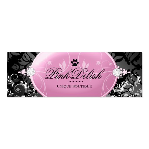 311 Pink Delish with Paw Monogram Noir 3.5 x 2.5 Business Cards (front side)