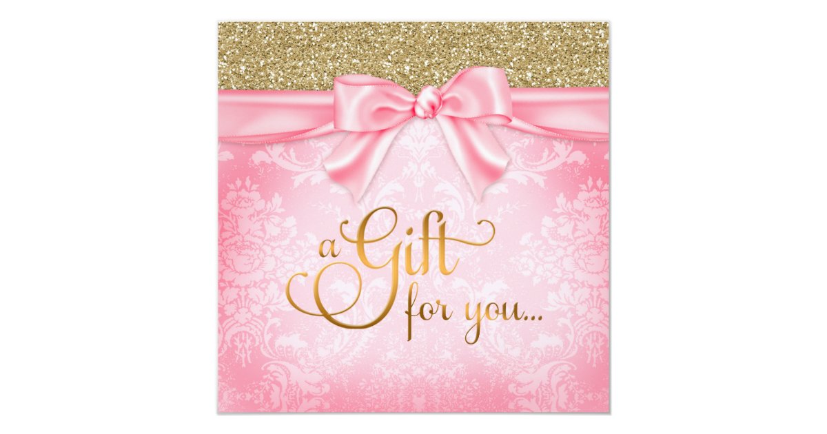 311 Pink Faux Glitter Gift Certificate Card Zazzle