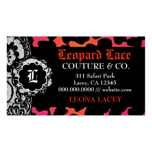 311 Pink Fire Leopard and Lace Business Card (back side)