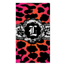 311-PINK FIRE LEOPARD & LACE BUSINESS CARD TEMPLATES