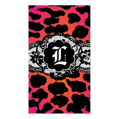 311-PINK FIRE LEOPARD & LACE BUSINESS CARD TEMPLATES by Jill311