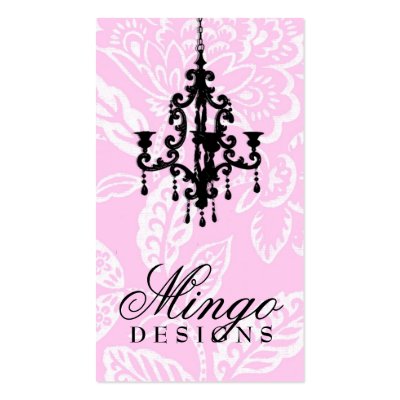 311-PINK FLAMINGO VINTAGE DAMASK BUSINESS CARD TEMPLATES by Jill311