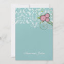 311-Pink Floral Flourish | Mint blue invitation