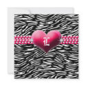 311-Pink Glam Heart Monogram | Black invitations