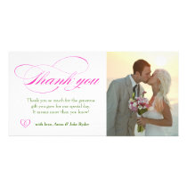 311 Pink Green Elegant Thank You Photo Card Heart photo cards