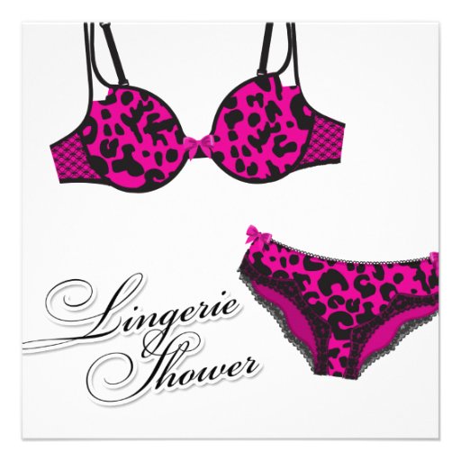 311-Pink Leopard Lingerie Set Custom Invitation