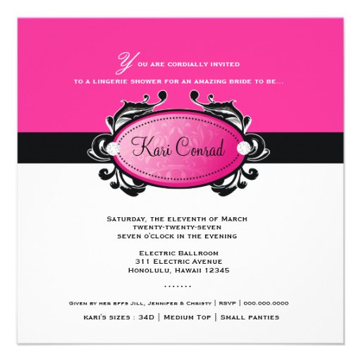 311-Pink Leopard Lingerie Set Custom Invitation