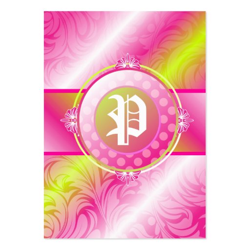 311-Pink Lime Sugar Monogram Business Card Template (front side)