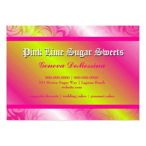 311-Pink Lime Sugar Monogram Business Card Template (back side)