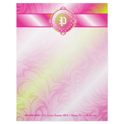 311-Pink Lime Sugar Monogram Customized Letterhead by Jill311
